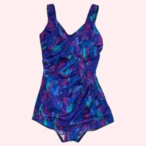 Vintage 90s Colourful One Piece Swimsuit